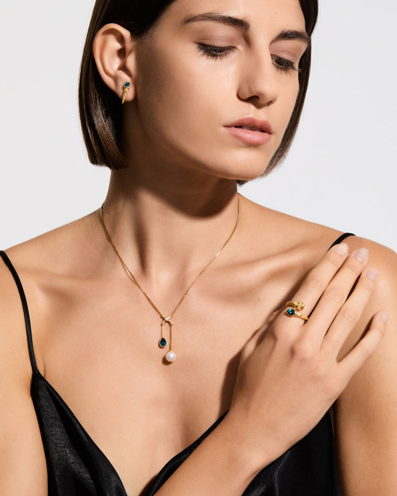 18kt Gold Eadrice Drop Necklace | Konstantino Jewelry